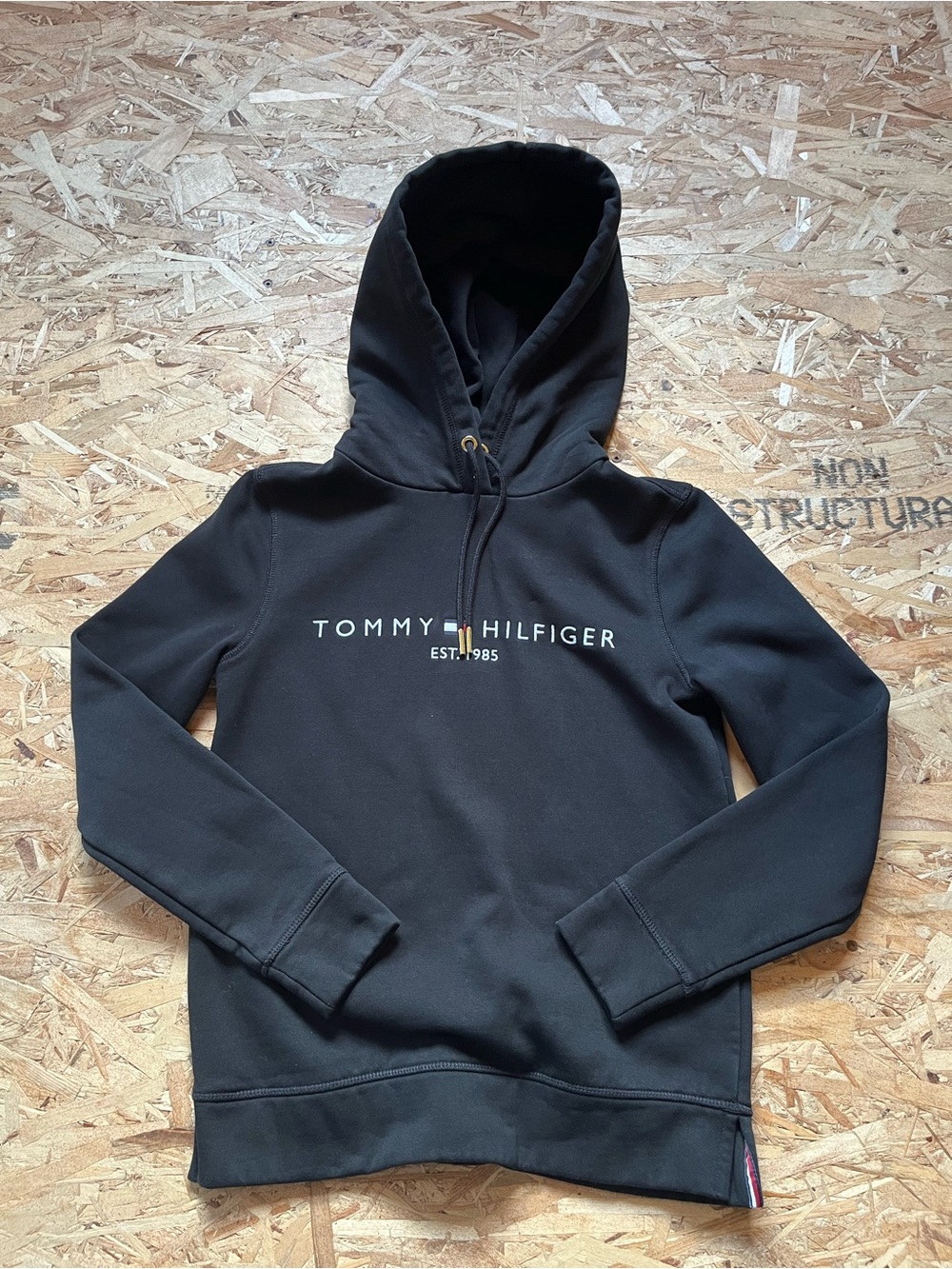 Tommy Hilfiger Black Pullover Hoodie with Logo
